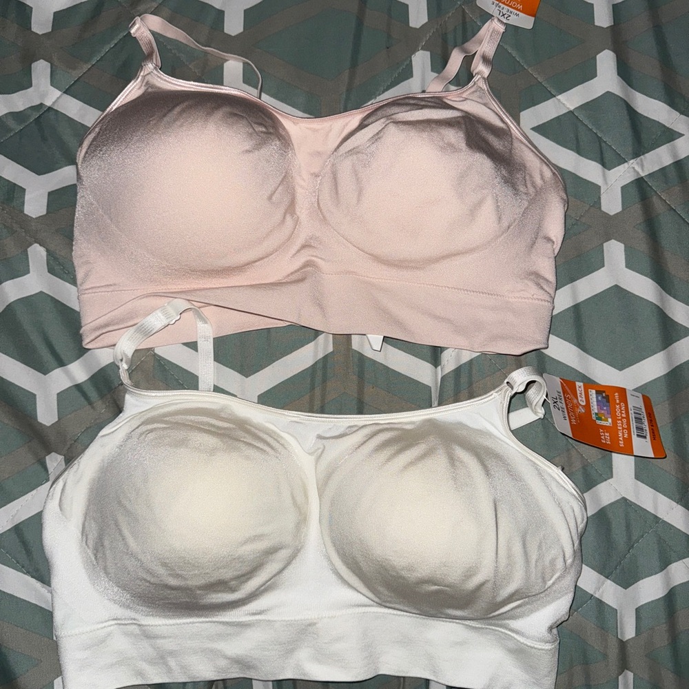 Warner's Pink and White Bras with Padded Cups and Underwire
